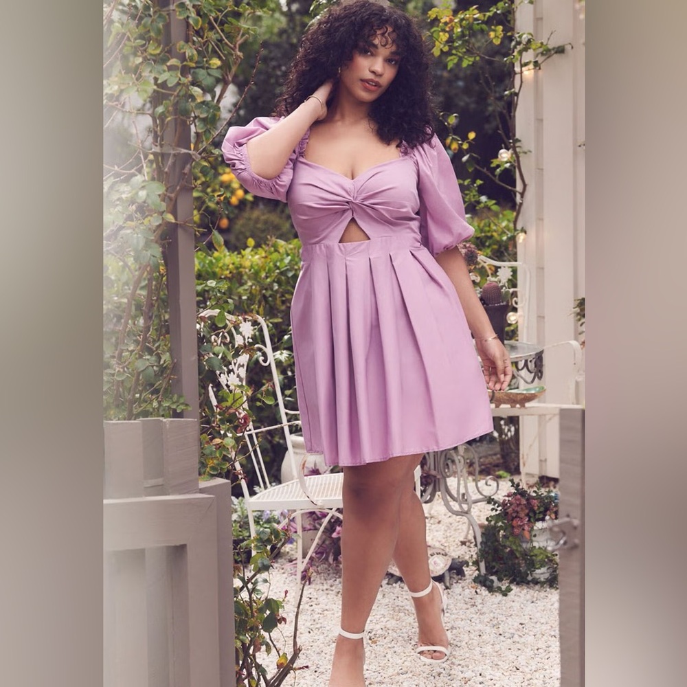 Twisted Bodice Puff Sleeve dress